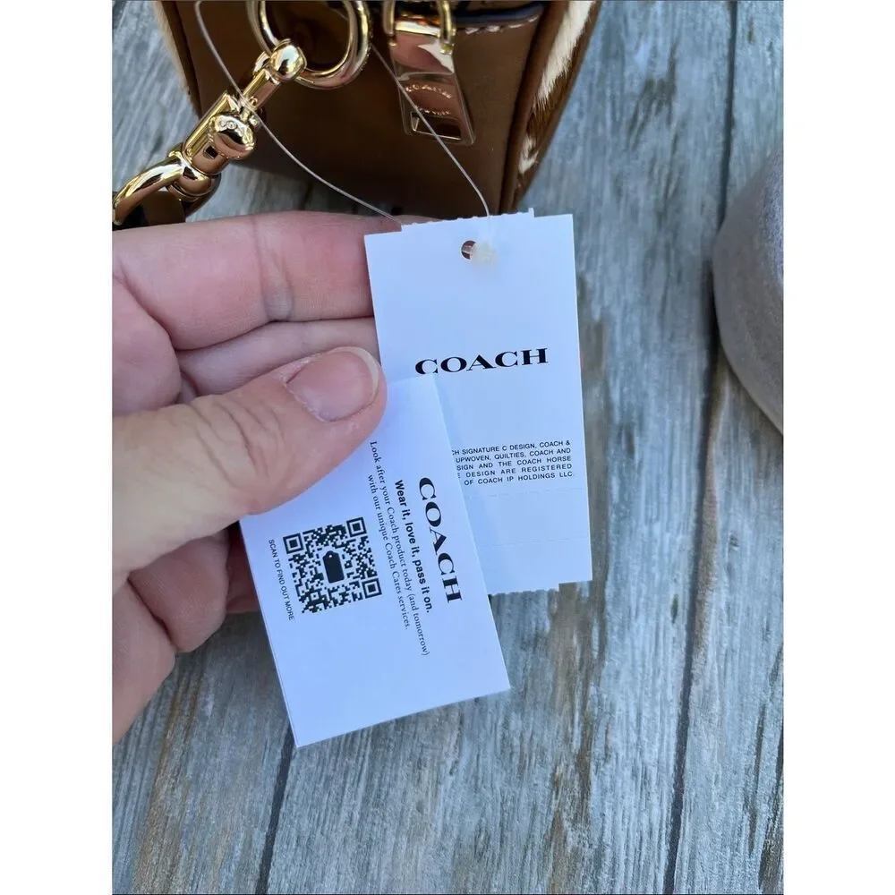 Coach Mini Carey Crossbody Bag In Haircalf With Cow Print Purse